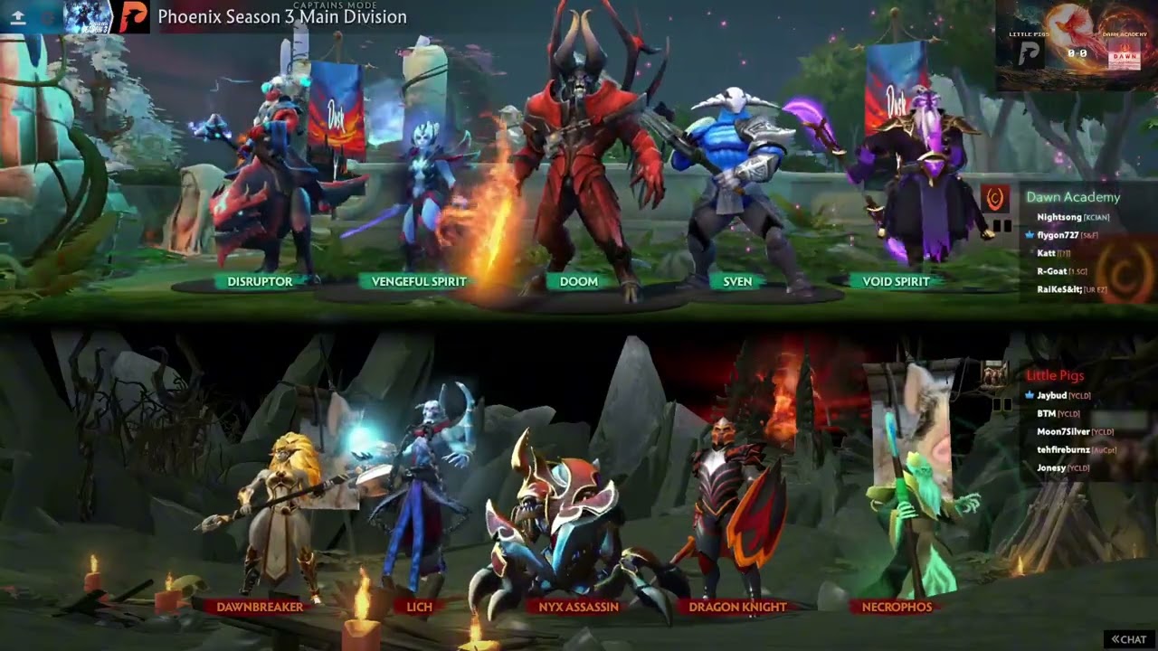 PHOENIX DOTA 2 LEAGUE SEASON 3: AUS MAIN DIVISION GROUP STAGE LITTLE PIGS VS DAWN ACADEMY