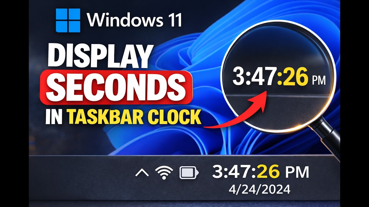 How to Display Seconds in Taskbar Clock in Windows 11 | GearUpWindows Tutorial