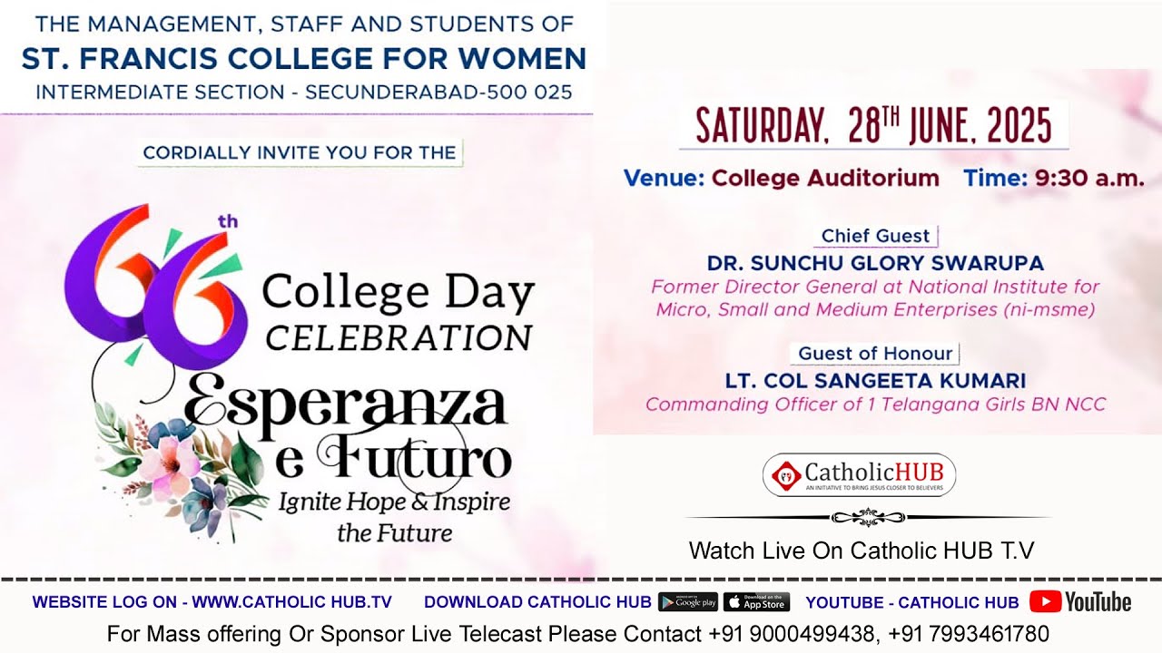 LIVE 66TH COLLEGE DAY CELEBRATION | ST.FRANCIS COLLEGE FOR WOMEN | SECUNDERABAD 28-06-2025