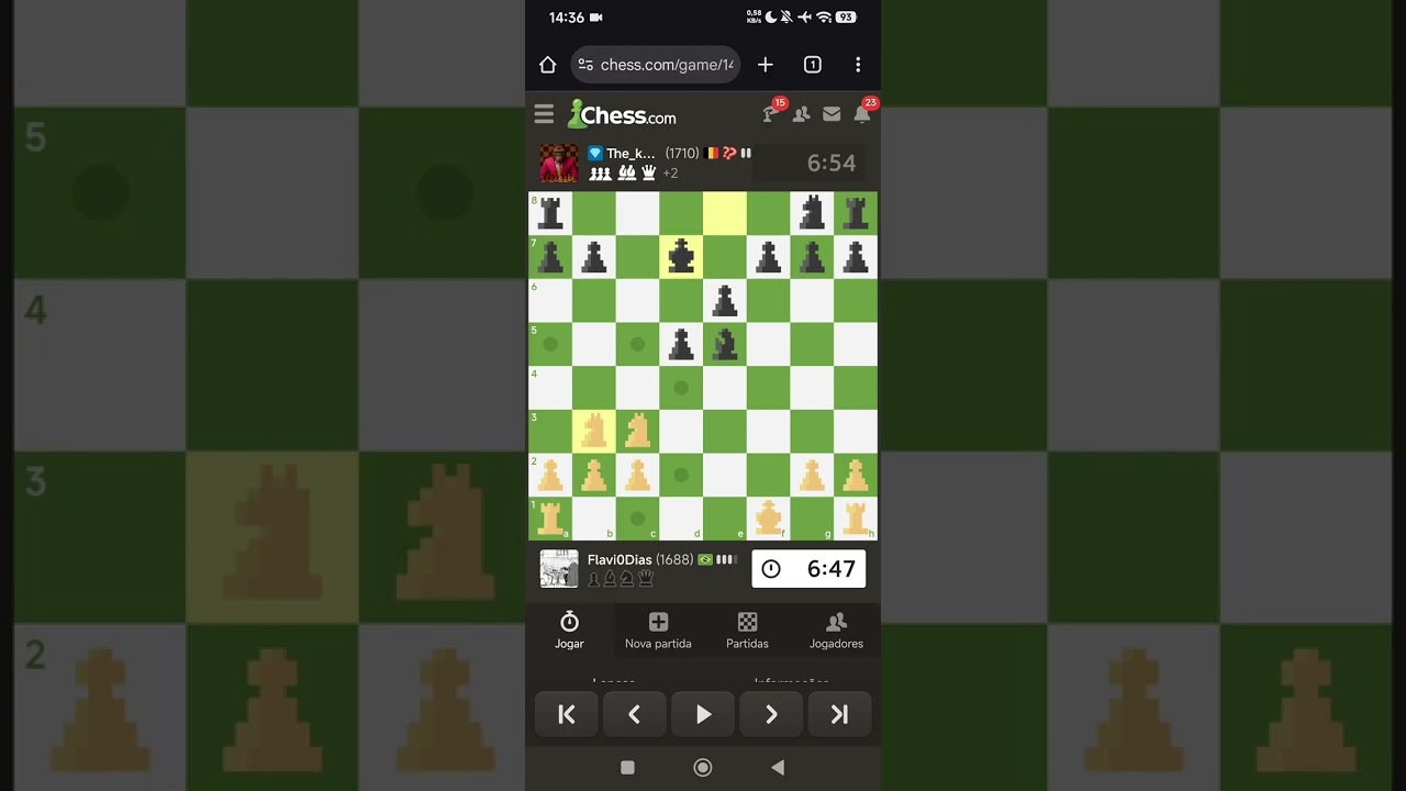 Jogando uma partida Rápida Chess.com
