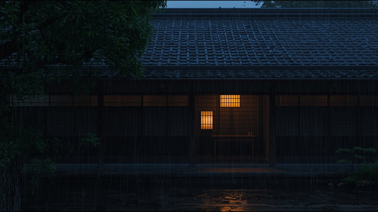 深夜の軒下で聴く、静かに続く雨音 ｜睡眠・作業・リラックス｜1時間　Soft Rain Under the Eaves at Midnight