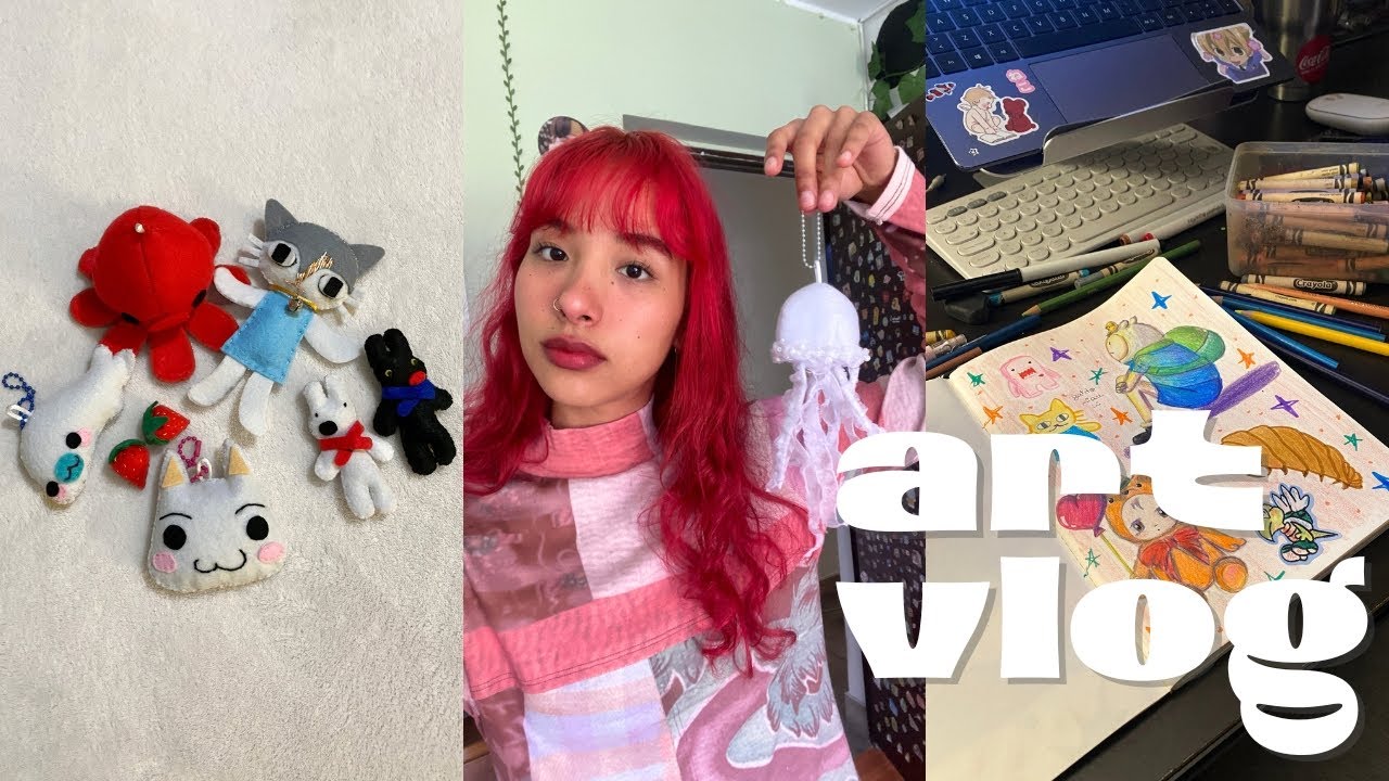 art vlog ﾐ🎨 ❝ ⭐ dibujando, haciendo peluches y accesorios
