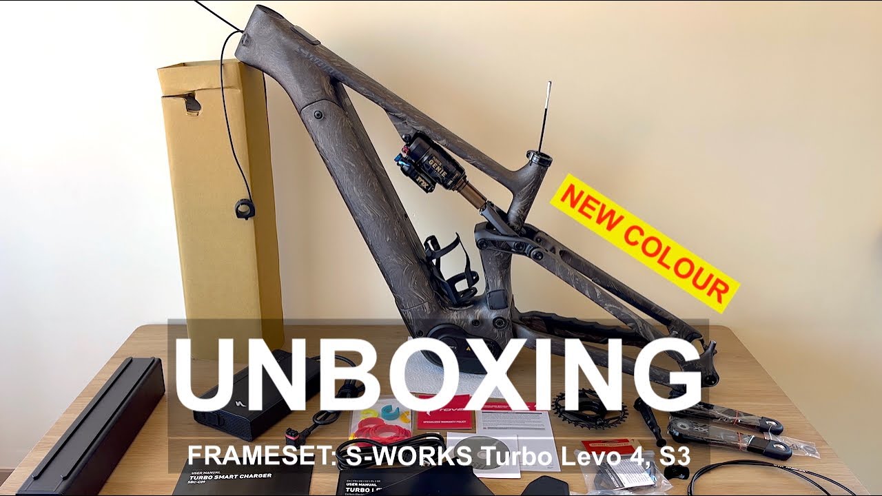 S-Works Turbo Levo 4 Frameset - Taupe / Gunmetal Strata Colour - Unboxing (4K)