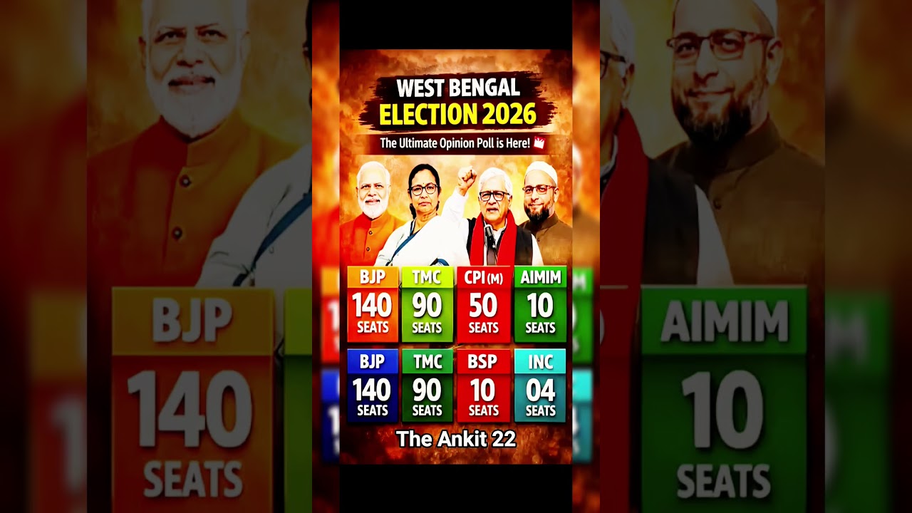 West Bengal Election 2026 New Opinion Poll Results TMC vs BJP vs Left Who Wins #election #exitpoll