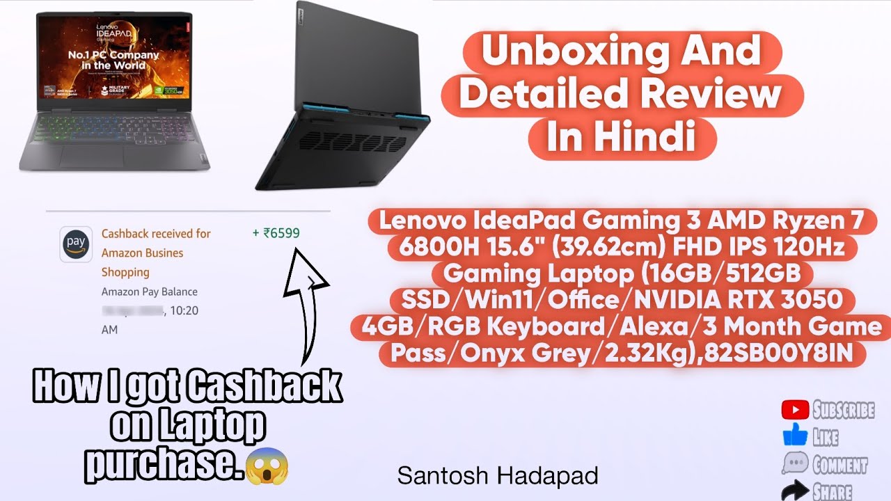 Unboxing & Detailed Review of Lenovo IdeaPad Gaming  3 Ryzen 7 6800H (82SB00Y8IN)  | RTX 3050 Laptop