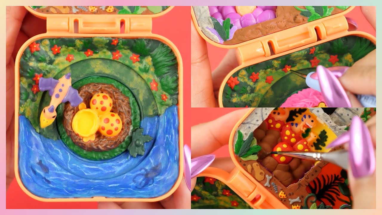 🎨CRAFTS🎨 Polly Pocket Repaint #2: Dino Discovery Hidden Hideouts