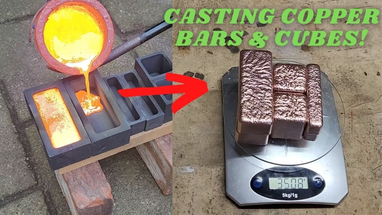Casting copper bars and cubes - Devil Forge - Melting metal