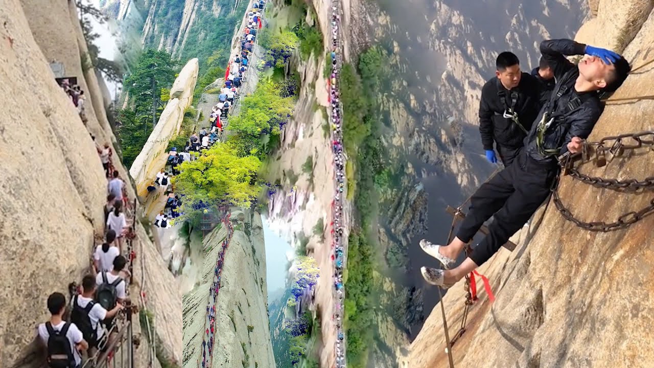 Amazing wonders in China | ☹ Dangerous cliff climbs | High-altitude Chinese infrastructure