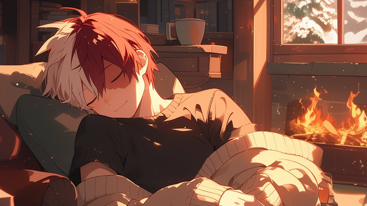 Sleeping Night w/ TODOROKI SHOTO: Snowstorm, Fireplace & Tea | MY HERO ACADEMIA ASMR | NijiSounds ♪