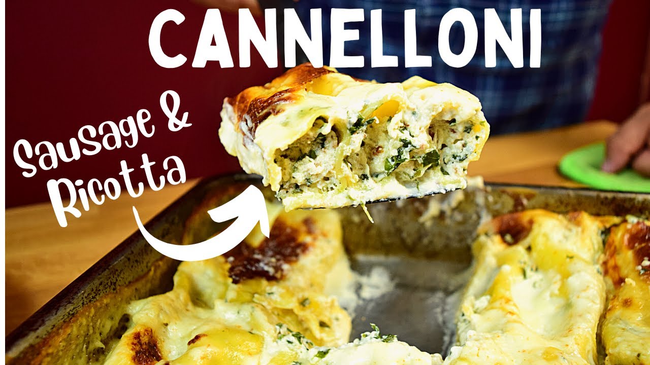 Baked Cannelloni (Family Favorite) with Ricotta, Sausage, and Chard