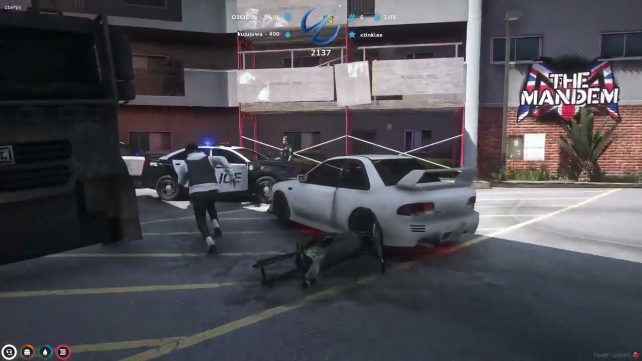 Snow catches MDM in middle of GG vs PD Fight | Mandem | GTA 5 RP Nopixel