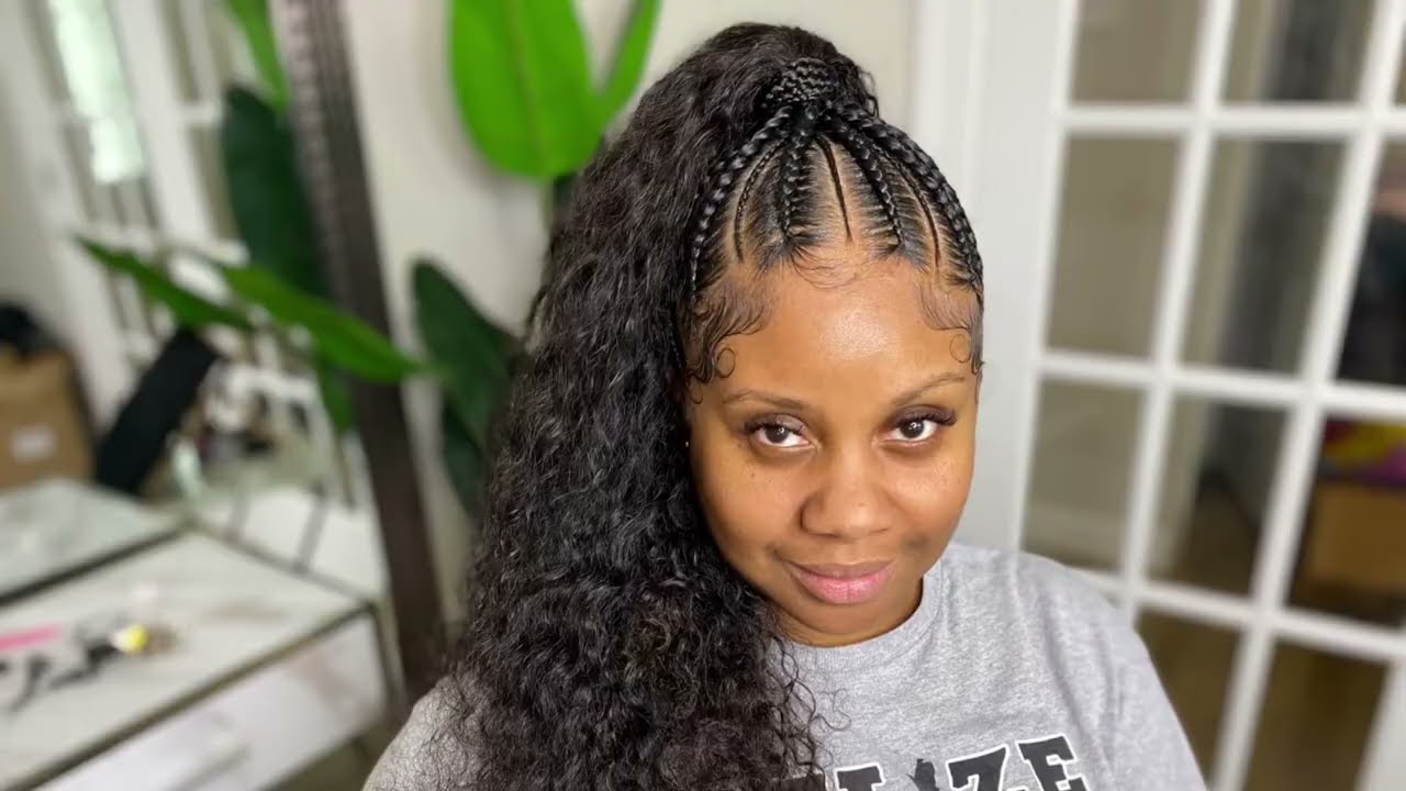 Braided Updo with Curly Ponytail