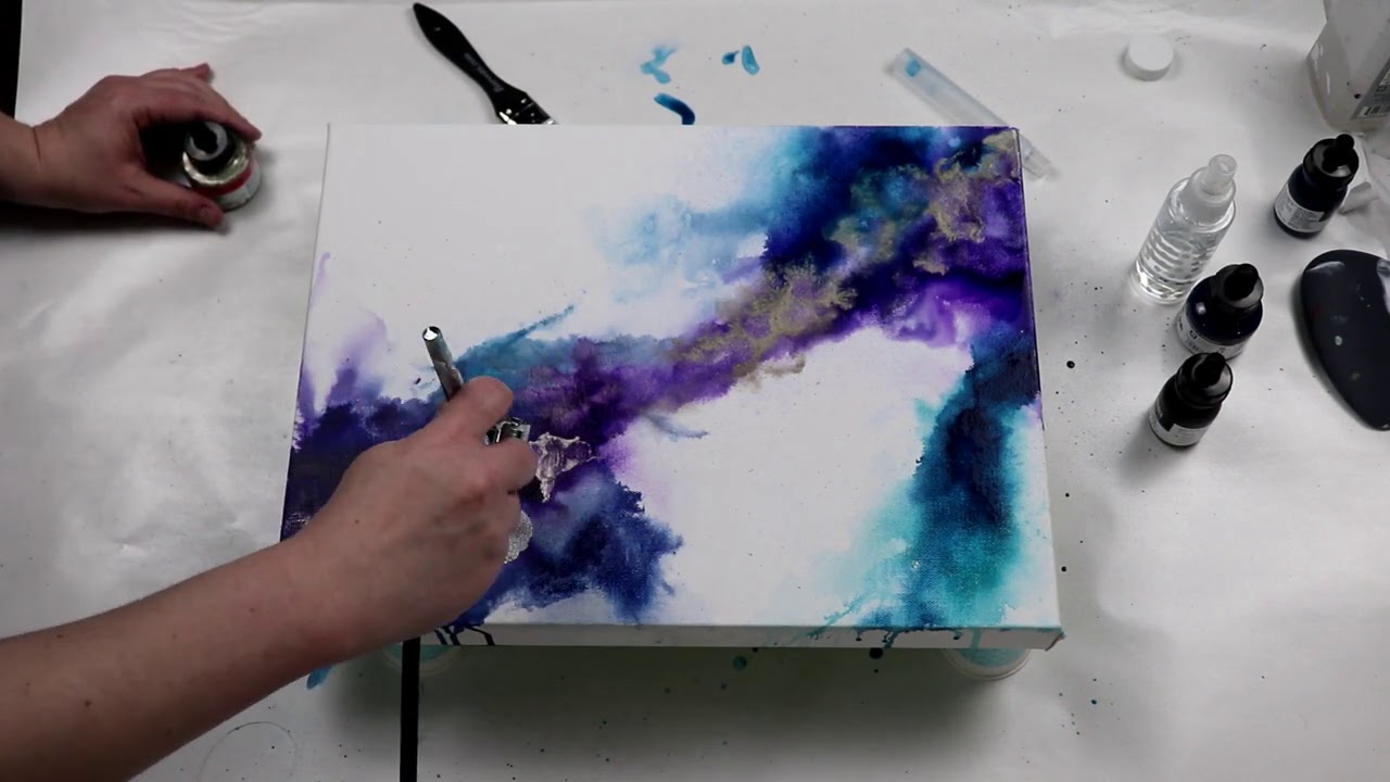 (480) Acrylic Inks and Rubbing Alcohol! Mixed Media Acrylic Pouring Technique