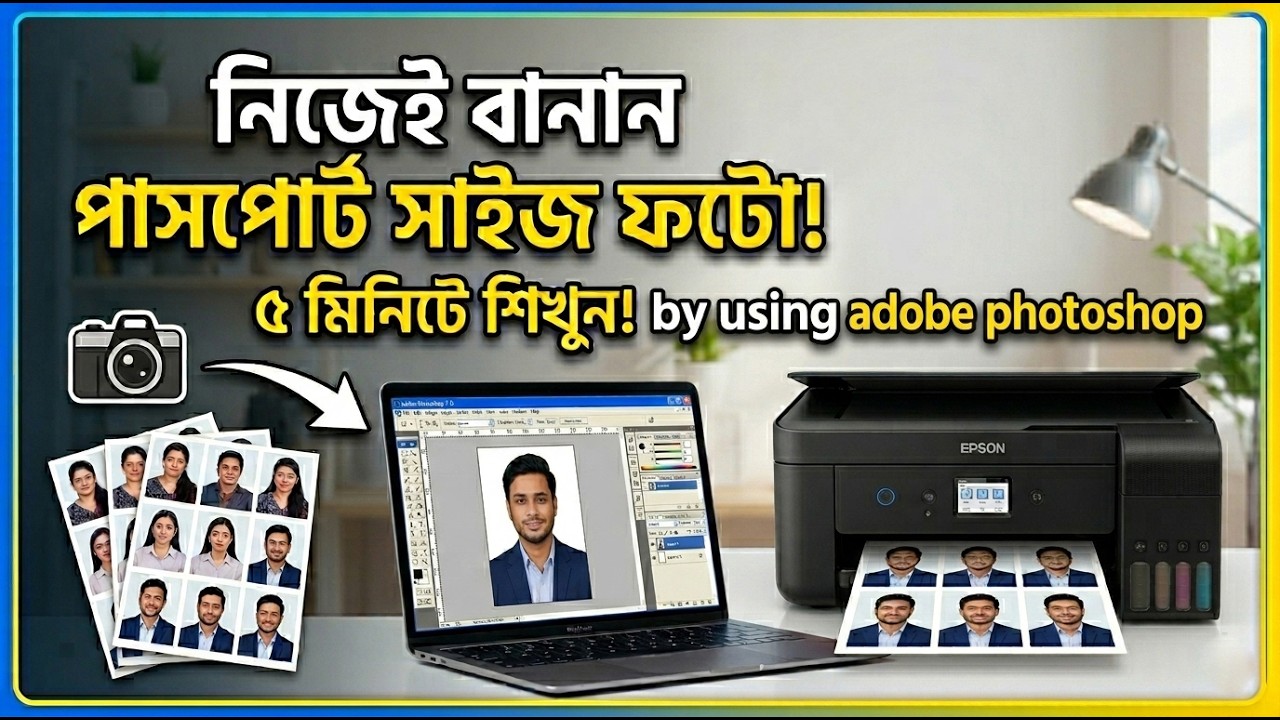 Create passport size photo in photoshop. এডোবি ফটোশপ দিতে পাসপোর্ট সাইজের ছবি  তৈরি করুন।