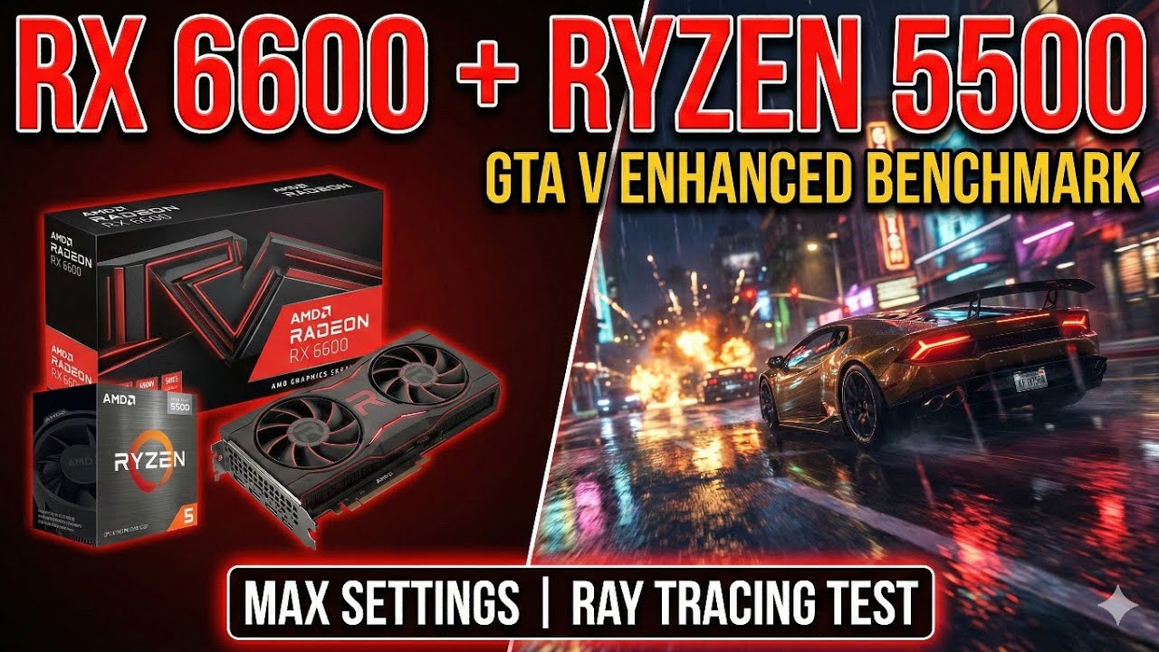GTA V Enhanced on RX 6600 + Ryzen 5 5500 | Low vs Max Ray Tracing Test