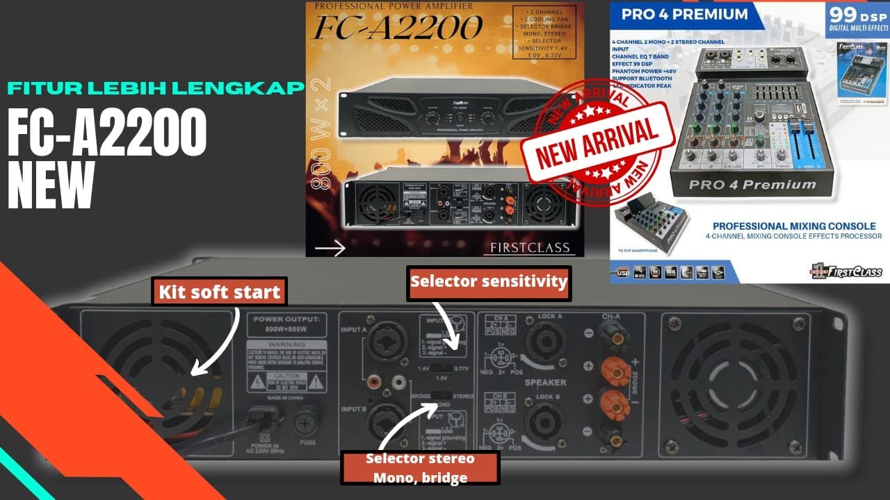 POWER AMPLIFIER FIRSTCLASS NEW FC-A2200 FITUR LEBIH LENGKAP SUARA LEBIH MANTAP!!!