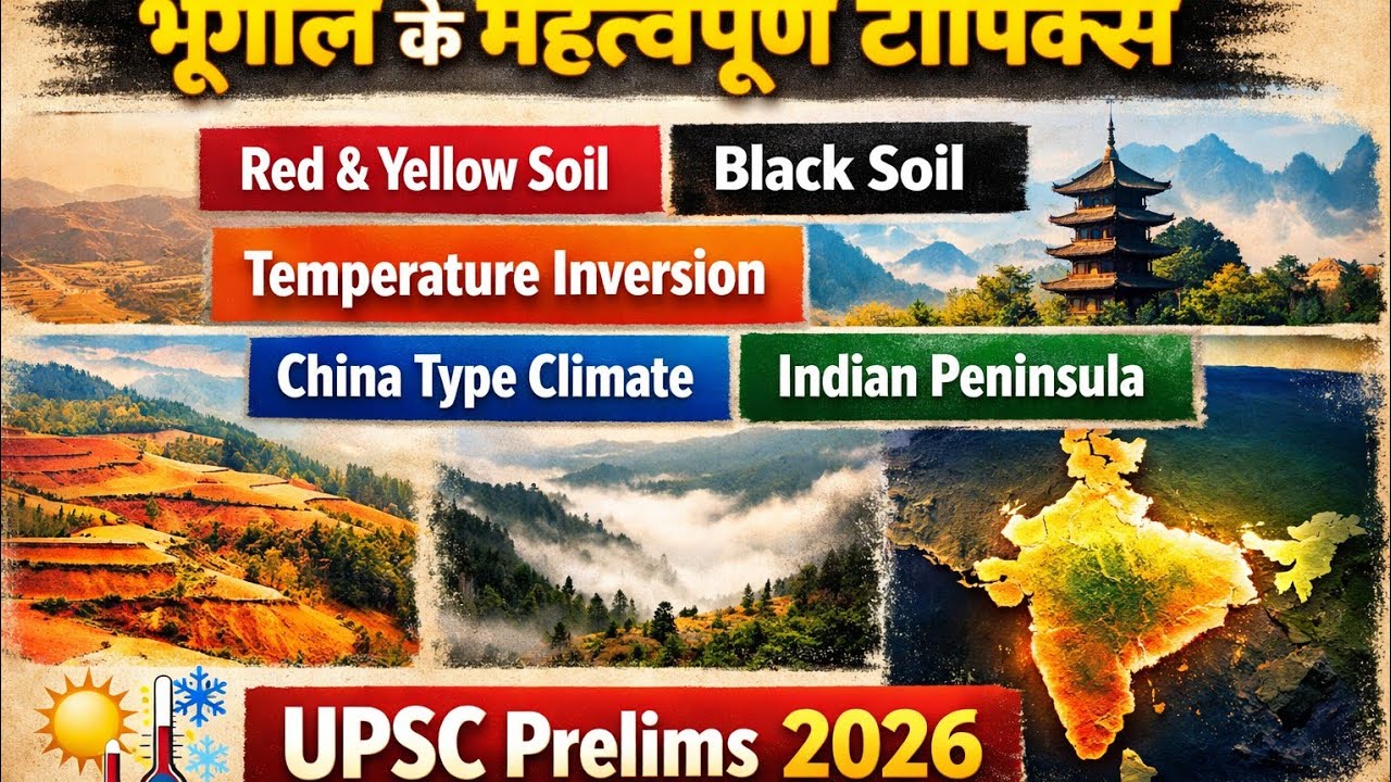 1. Upsc prelims 2026:भूगोल के सबसे महत्वपूर्ण टॉपिक्स | Soil, Climate, Atmosphere, Indian Peninsula 