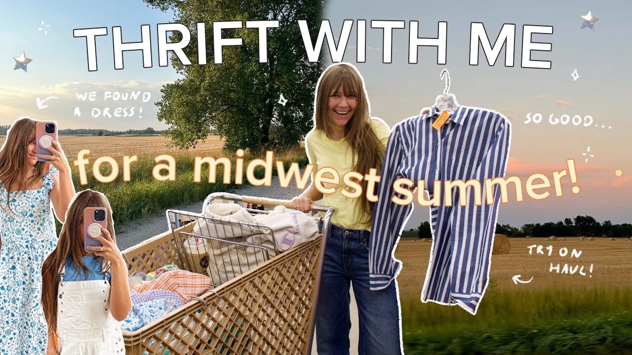 come thrift with me for summer in the midwest 🌤️ $30 thrift haul (oops)