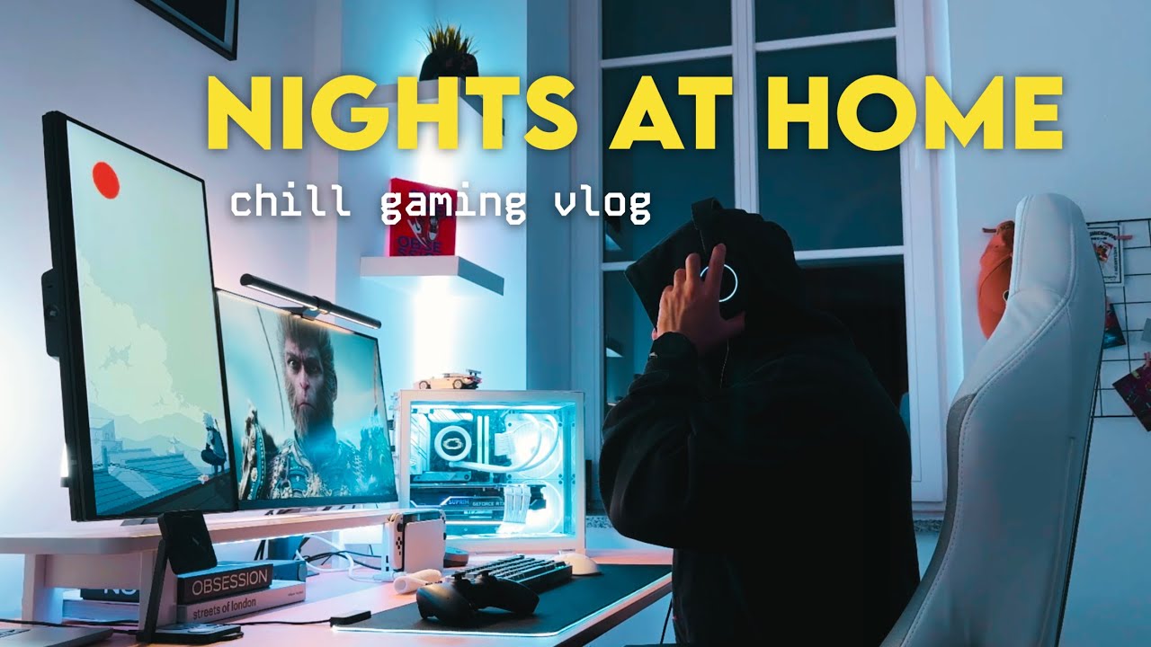 ☁️🎮 gaming vlog | weekday nights recharging alone, trying out a white gaming chair