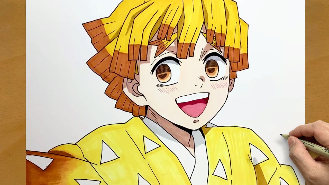 How to Draw Zenitsu Agatsuma from Demon Slayer || Easy Anime Drawing Step by Step