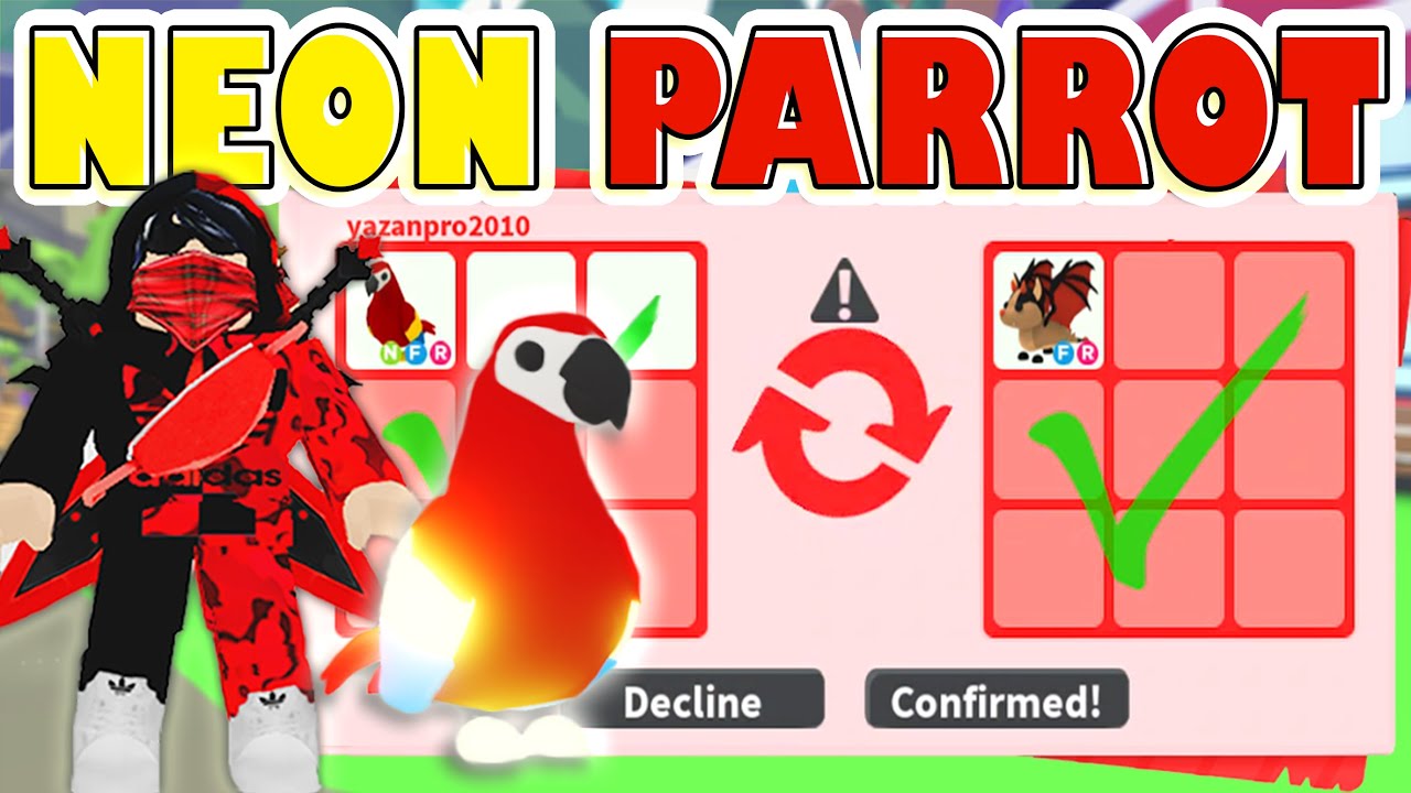 BIG WINS 😱🔥 TRADING NEON PARROT IN ADOPT ME! ROBLOX