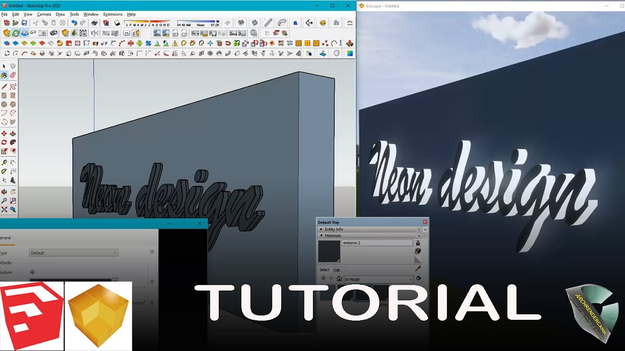 How to make the Neon sign in Enscape (& Sketchup)?
