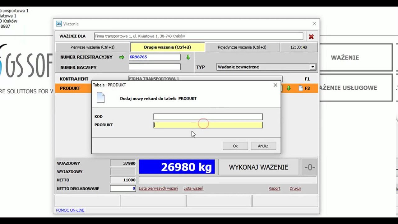 Typy ważeń w programie GSW