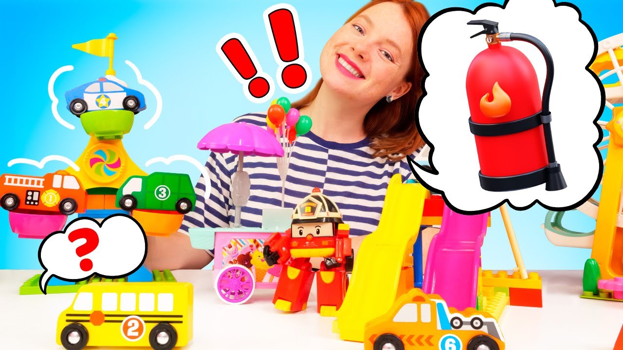 Spielzeug Video für Kinder. Irene und die Spielzeugautos suchen den Feuerlöscher.