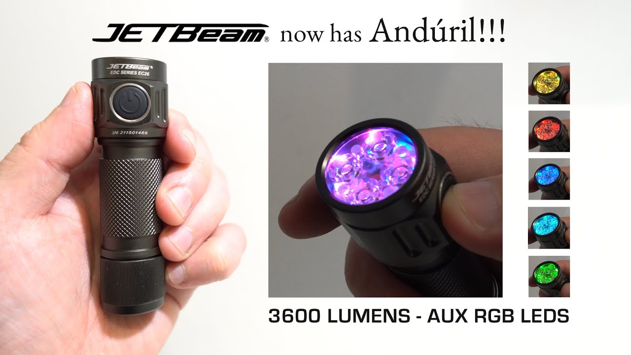 JETBeam EC26 - 3600 lumens EDC flashlight with Andúril & Aux RGB LEDS (Battery included)