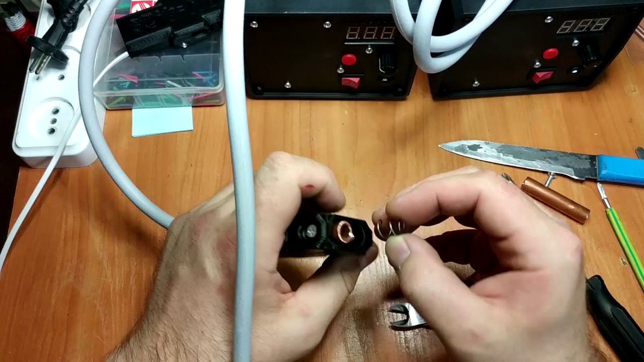 #8 Самодельная точечная сварка - подключение электродов точечной сварки  аккумуляторов 18650.