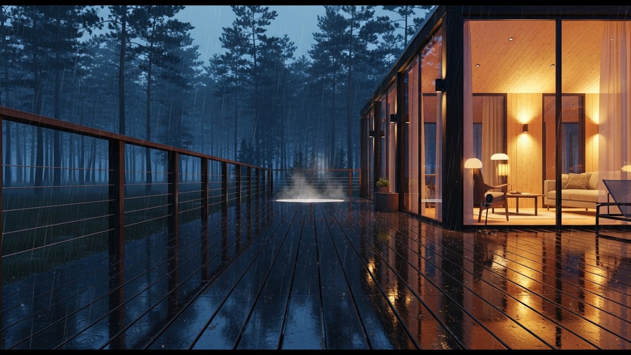 Relaxing Rainy Cabin Night 🌧️ Cozy Forest House Ambience for Sleep & Focus