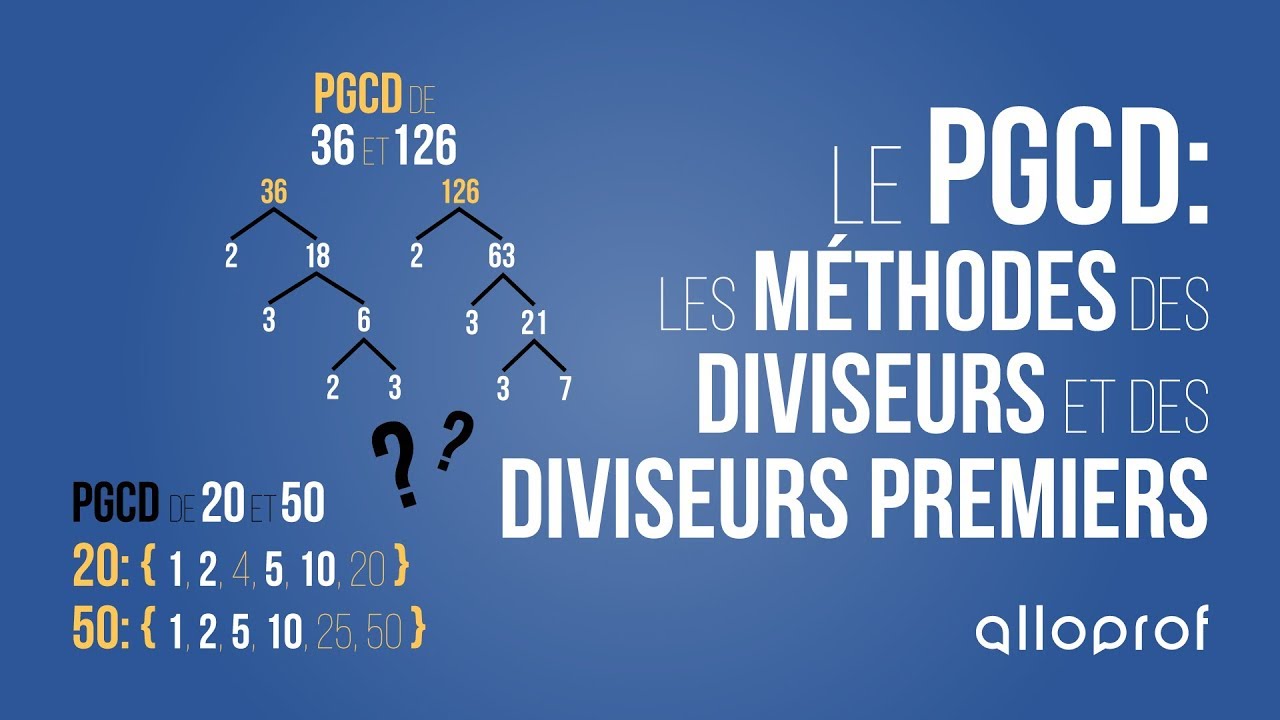 Le PGCD : les méthodes des diviseurs et des diviseurs premiers | Mathématiques | Alloprof