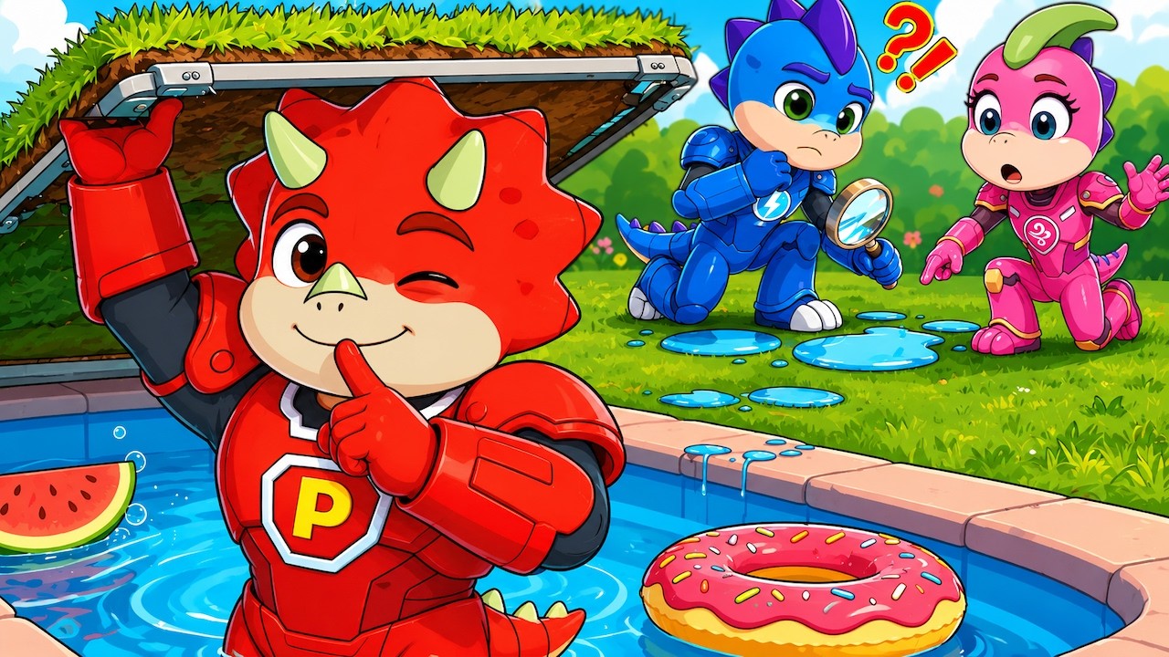 Bolt & Flora Join Pyro's Secret Pool Party | Dino Action Animation | DinoCrew