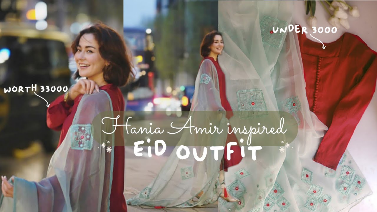 🥀 Eid Outfit ✨ Hania Amir inspired outfit 🎀 Hand embroidery organza dupatta ✨
