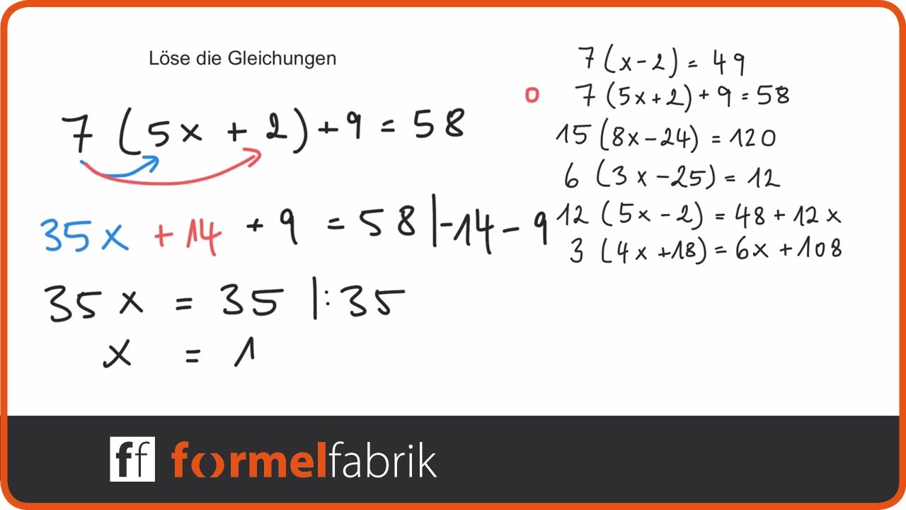 Lineare Gleichungen: Trainingsvideo Klammern (Nr. 2)