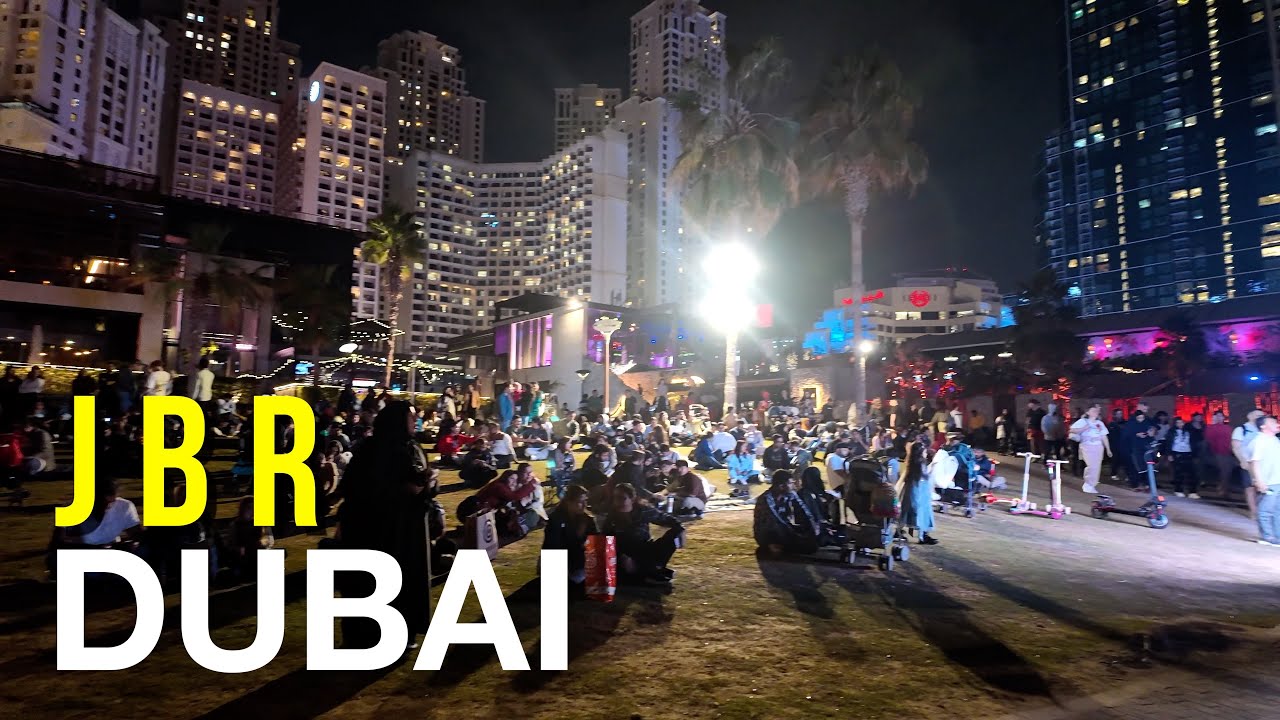 JBR Beach Road Walk Dubai | Night City Vibes by the Sea | 4K