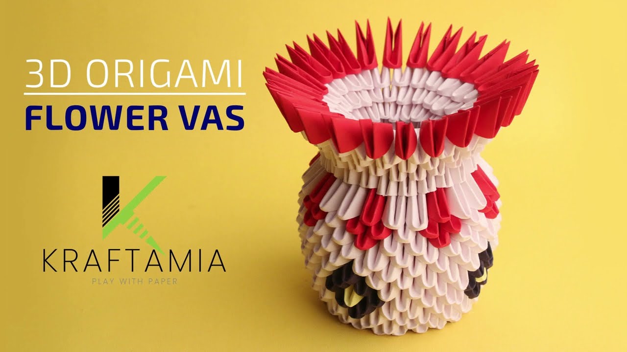 Flower Vase | 3D Origami Flower Vas | How to make a paper flower vas | #diy | #origami | #papercraft