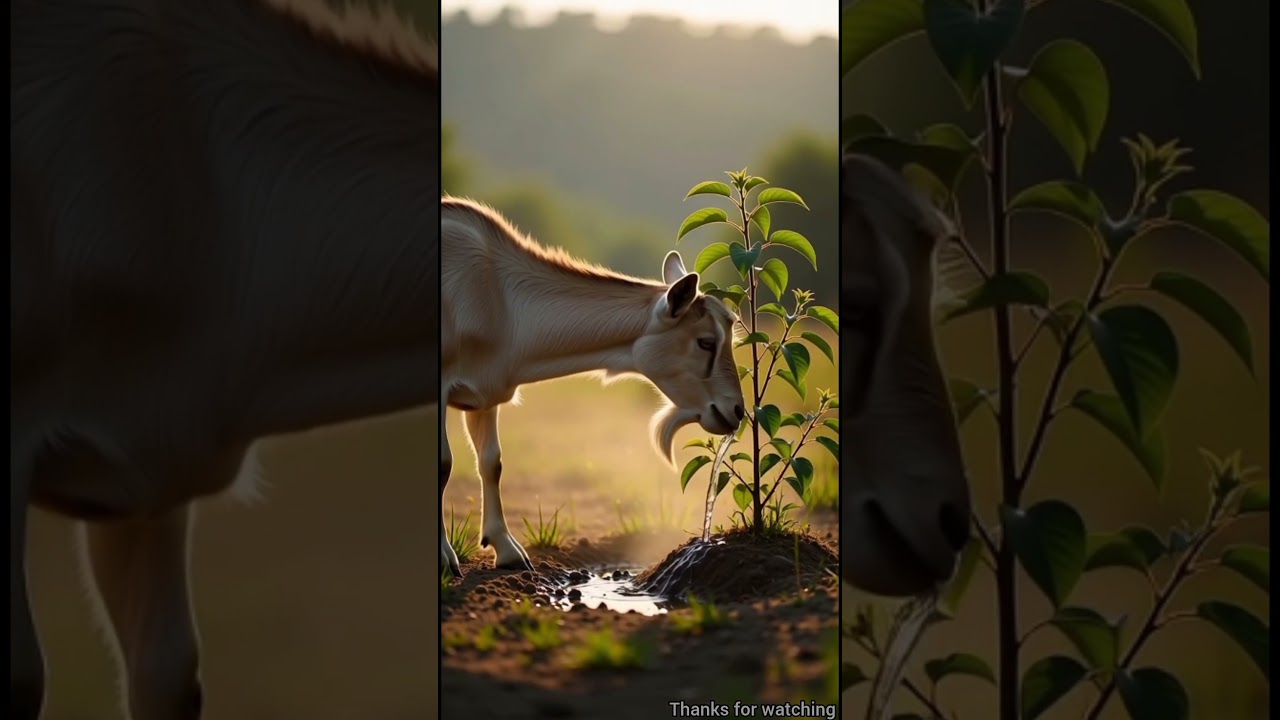 Goat saved the brinjal tree from drying up by watering it 😭 