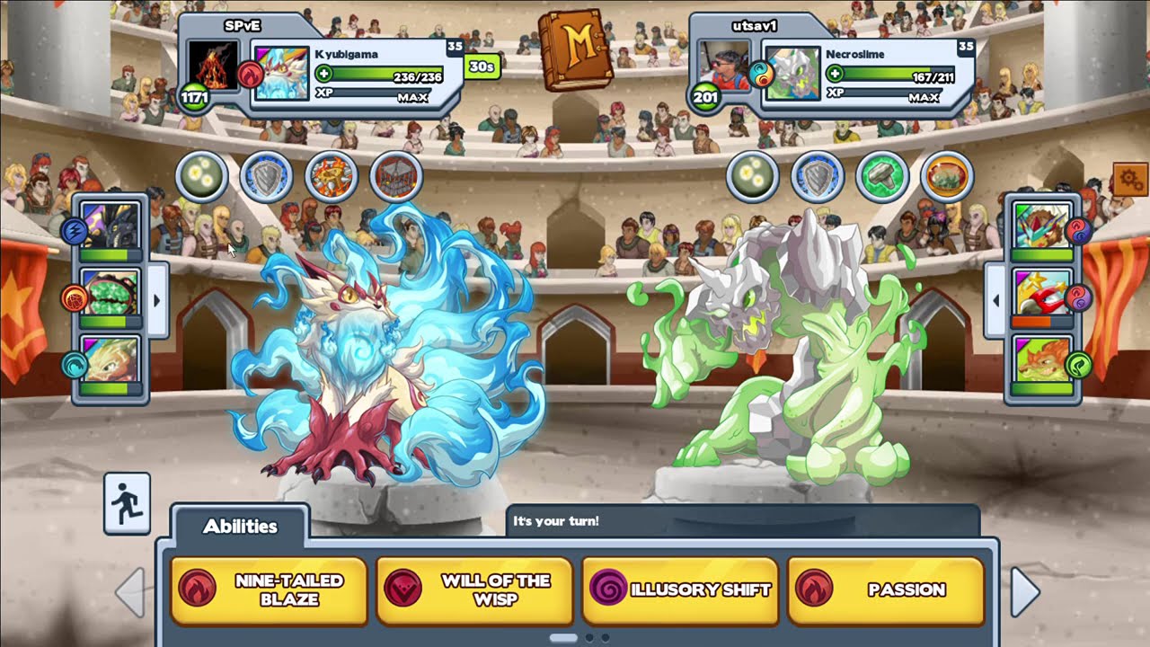 Miscrits Volcano Island 2026 - Kitpole & Foil Liquifien showcase in pvp battle