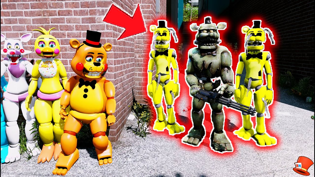Can All TOY Animatronics DEFEAT DREADBEAR & Stylized GOLDEN Freddy Army? (GTA 5 Mods FNAF RedHatter)