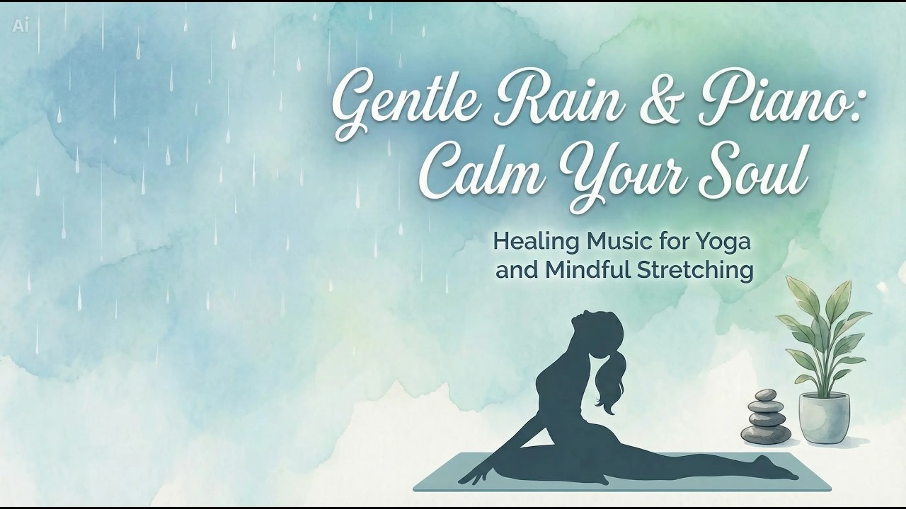 Gentle Rain & Piano: Calm Your Soul | Healing Music for Yoga and Mindful Stretching