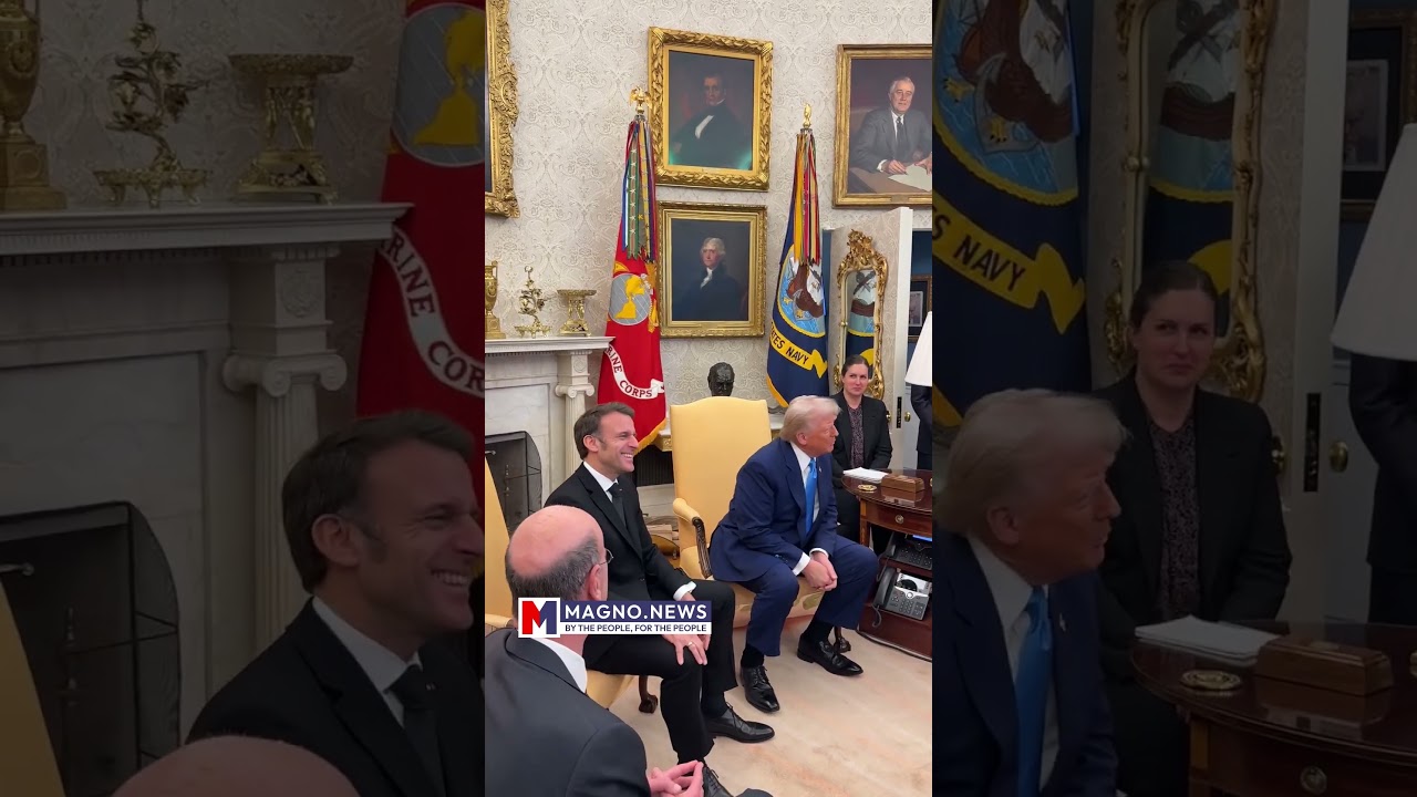 Funny Moments with President Trump and French PM Macron in the Oval Office of The White House