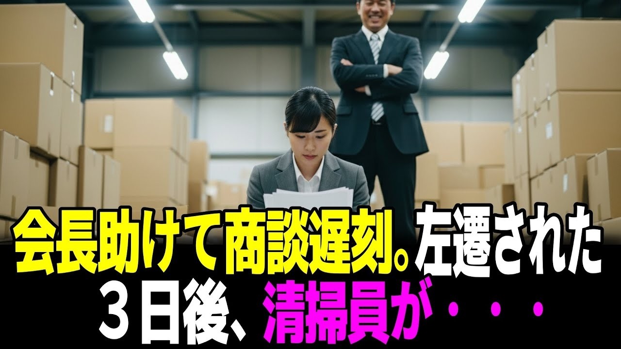 会長助けて商談遅刻。左遷された3日後、清掃員が・・・