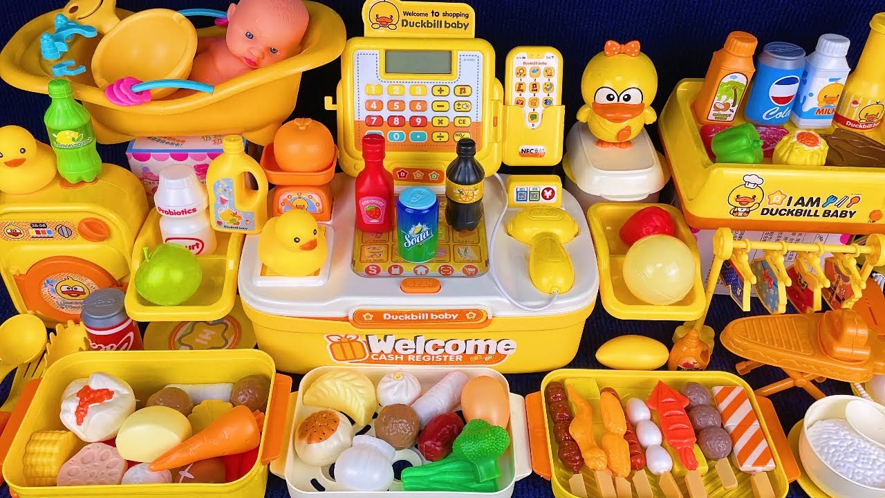 10 Minutes Satisfying with Unboxing Yellow Kitchen Toys and Cash Register Play Set Review | ASMR 
