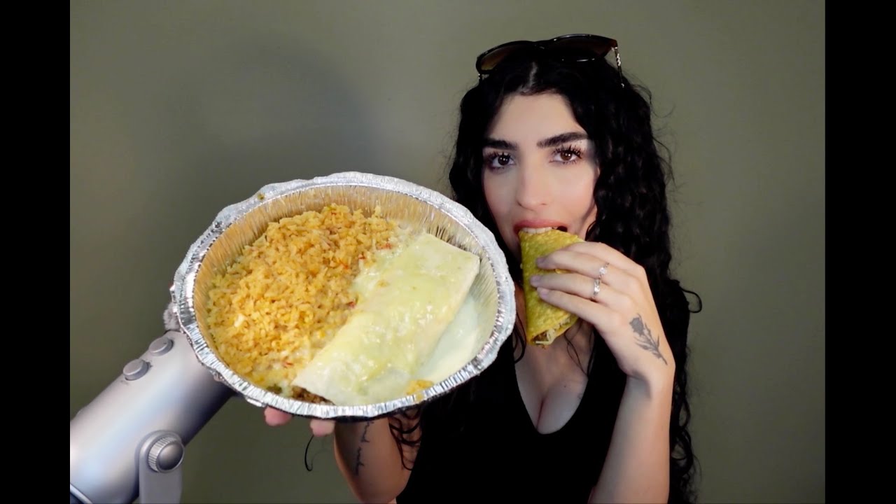 ASMR~ Mexican Food Mukbang and Ramble! (Taco, Burrito, Rice) Eating Sounds!!