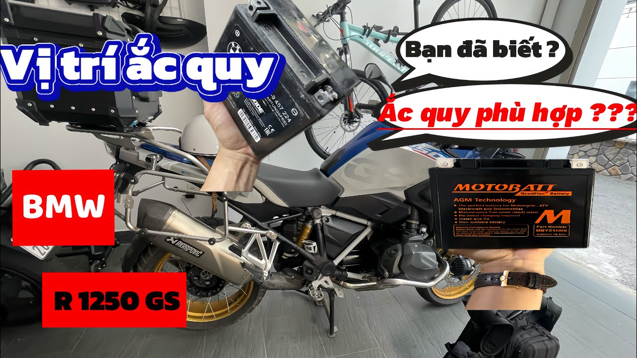 Thay ắc quy BMW R 1250 GS | Replacing the battery in a BMW R 1250 GS | Motobatt 16.5Ah 240A (CCA)