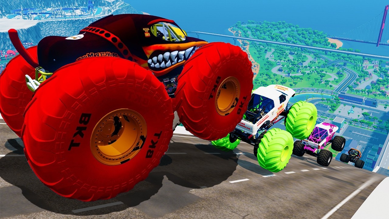 Epic High Speed monster trucks jumps stunts & crashes #59 | BeamNG Drive