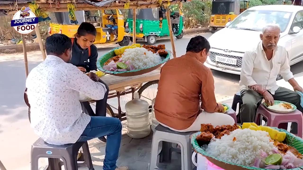 Cheapest RoadSide Unlimited Meals | Indian Street Food | #Journey for food  #Vegmeals #NonVegMeals