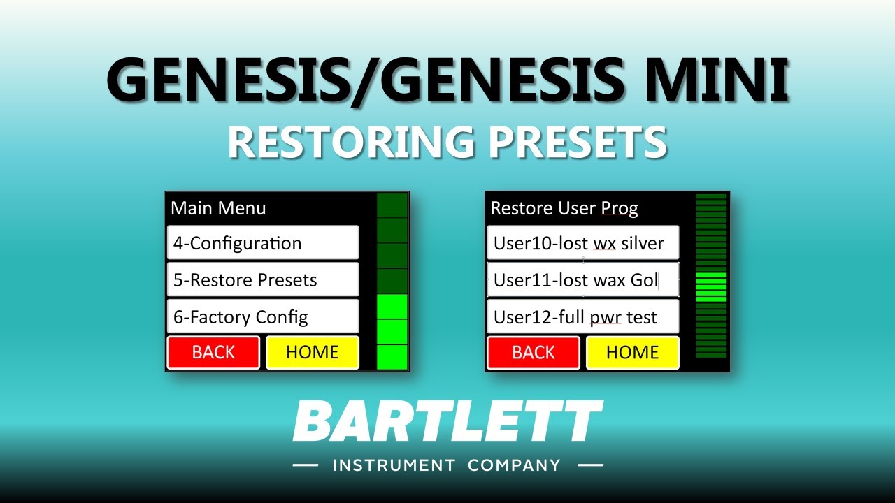 Bartlett Genesis/Genesis Mini | Restoring Presets