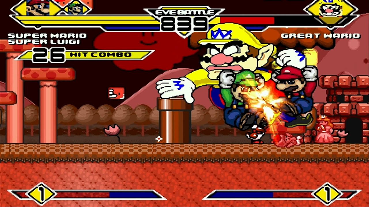 Super Mario & Super Luigi vs Great Wario MUGEN Battle!!!